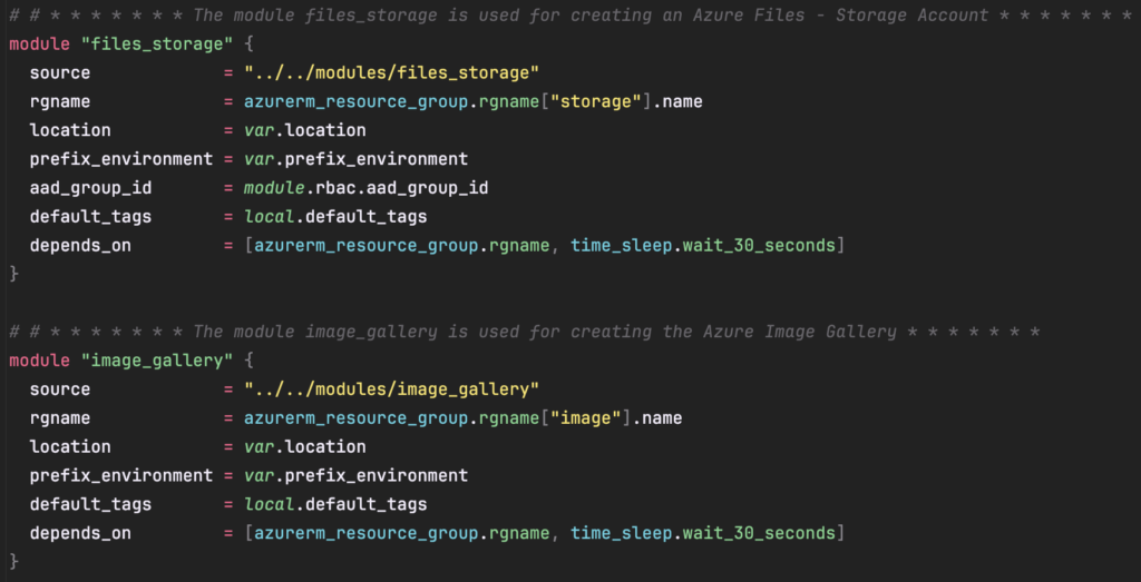 Die locals und entsprechenden Tags übergebe ich anschließend im Root Modul meines Deployments, siehe default_tags = local.default.tags