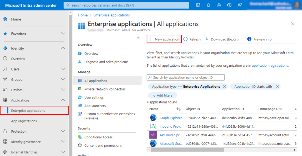 Figure 3: Add an Enterprise application.