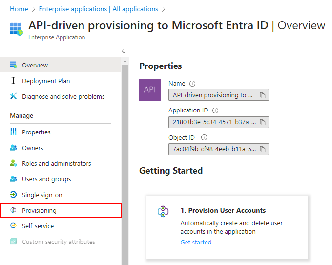 Figure 5: Enable provisioning in API-driven provisioning app.