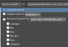 Konfiguracja wykresu zliczającego ilość zdarzeń na podstawie logów – ARIA OPERATIONS FOR LOGS