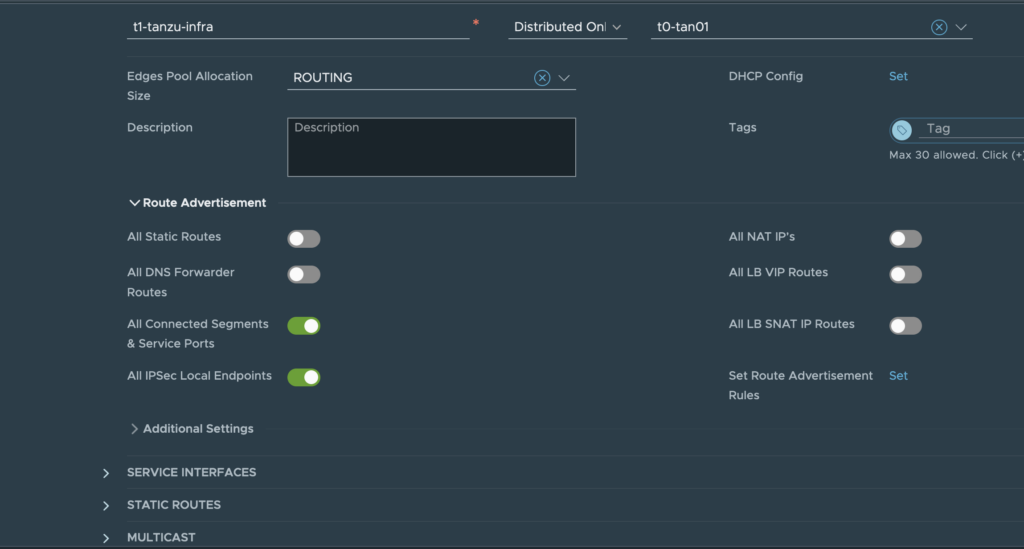 Tanzu MGMT T1 Router overview