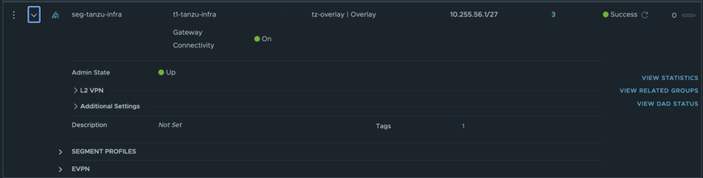 Tanzu MGMT overlay segment overview